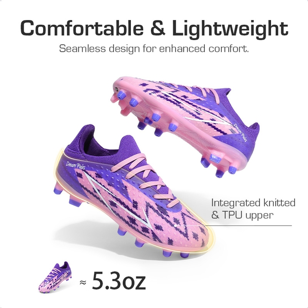 Boys' & Girls' Firm Groud Youth Soccer Cleats  - PINK PURPLE - 1
